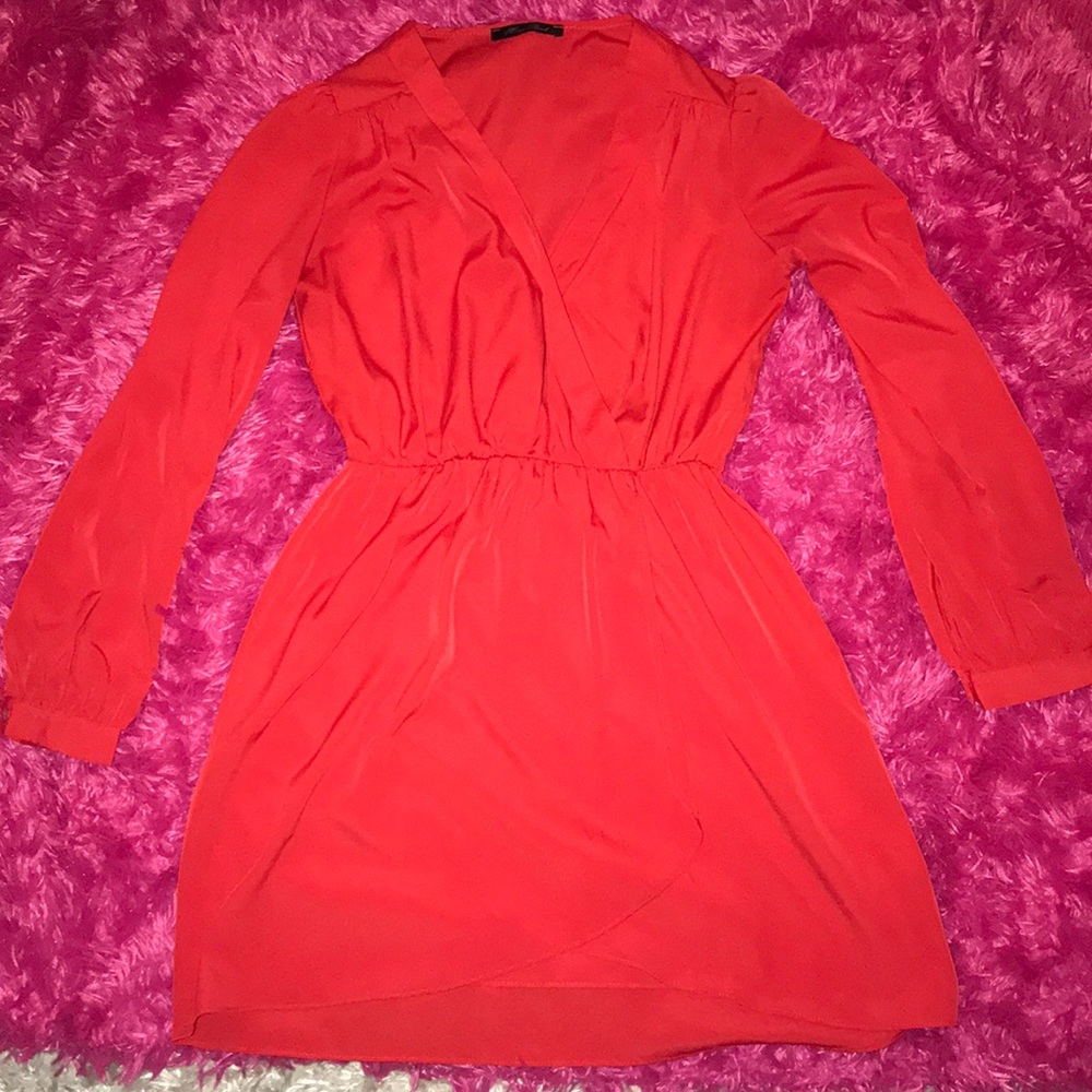 Long Sleeve Mid Length Red Dress